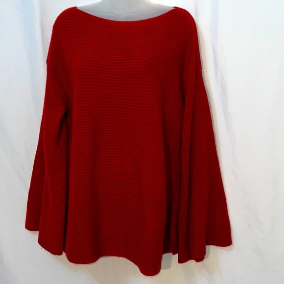 CHERFLY Womens Red Bell Long Sleeve Sweater Size L - Picture 1 of 7